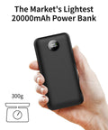 Ultra Lightweight 20000mAh Heated Vest Battery Pack With 5V 2A Usb Output For Jackets And Hoodies held in hand, 300g weight