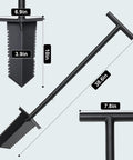 39 Inch Lightweight Metal Detecting Shovel With V Shaped Serrated Blade For Treasure Hunting And Digging shown with dimensions
