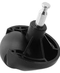 Omni wheel replacement for Lefant robot vacuum; black plastic wheel with metal axle, close-up view.