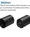 Heat Shrink End Cap Kit 10 Pack 45mm ID By 60mm Length 1.3 To 1 Ratio Lined With Adhesive Sealed Waterproof, black end caps.