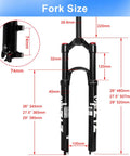 Dual Air MTB Suspension Fork For XC And AM Mountain Bikes With 120mm Travel One Eighth Inch Straight Tube Quick Release 9mm By 100mm Manual Lockout Lightweight Front Fork dimensions and measurements
