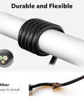 6ft Indoor Outdoor Extension Cord 16 Gauge 3 Conductor SJTW, 2 Pack, Black, flexible and durable cord coiled on a rod