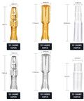 Image of 3.9mm bullet connectors, brass male and female terminals, nylon sleeves for 22-16 AWG wire, 50pcs and 100pcs labels visible