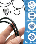 All In One Sand Filter Pump Seal Kit With Gasket Set Air Release Valve And O Rings For Intex Sand Filter Pumps Replacement Parts Kit For Quick No Fuss Repairs Durable Black, black O-rings and vent valve held in hand