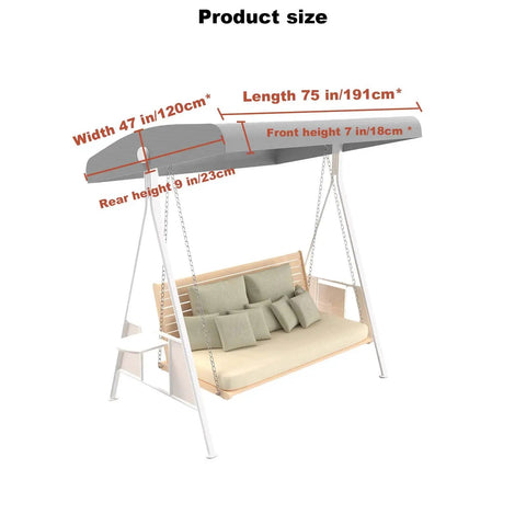 Outdoor Swing Canopy Replacement Cover For 3 Seat Gray Waterproof Swing Covers universal fit porch swing top with dimensions