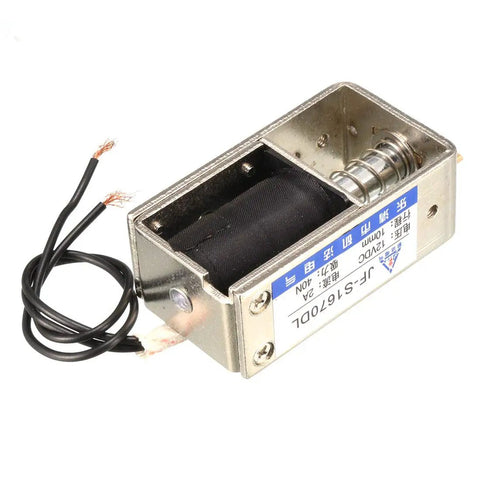 DC 12V 2A Spring Loaded Door Lock Solenoid Electromagnet With 10mm Stroke And 40N Pull Force Metal Body 185mm Cable Easy Mount For Secure Door Access Control, metal body with spring and cable