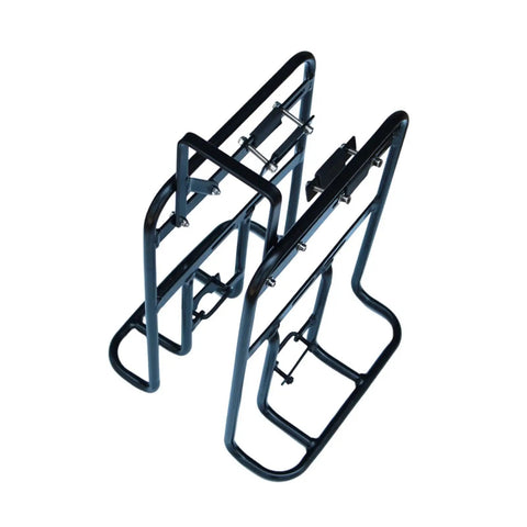 Front Bike Rack Carrier With Quick Release Replacement For Bicycle Cargo Rack in high-strength black aluminum with no shaft design.