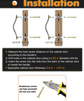 Installation guide for Black Leather Drawer Pulls 6 Pack 6.3 Inch Long Handles with measurements and screw instructions.
