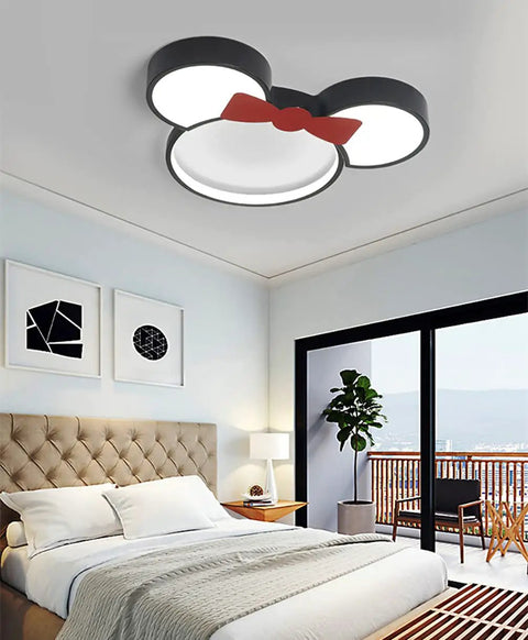 Cartoon Mouse Head Acrylic Dimmable LED Ceiling Light for Kids Rooms Modern Flush Mount Fixture with Stepless Dimming Eye Protection Glow Dope Cute Nighttime Decor for Girls Rooms and Kids Bedrooms