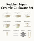 Ceramic Cookware Set With Detachable Handles, No Teflon Nonstick Pots And Pans, 16 Piece, PFAS PFOA PTFE Free, product overview.