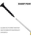 Workhorse 380 Piece Drywall Screw Kit With Black Phosphate Finish And Phillips Bugle Head, sharp point screw and screwdriver interaction.