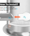 Ceramic insulating nozzle for furnace, gray metal nozzle with blue A and white connector marked B, installation diagram