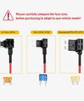Front view of three different 12V Add A Circuit Fuse Tap Adapter For Car Cigarette Lighter With 3.3 Ft 1 m 18 AWG Cable And Fuse Holder sizes.