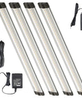 Dimmable LED Under Cabinet Lighting Kit With Four 12 Inch Panels, 6000K Cool White, 12 Watt, 24VDC, Dimmer Switch And All Accessories Included.