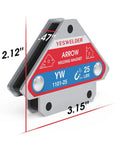 Top Shelf 4 Piece Welding Magnet Set With 25 Lb Holding Power For Multi Angle Clamping, 2.12" x 3.15" size and heat resistant design.