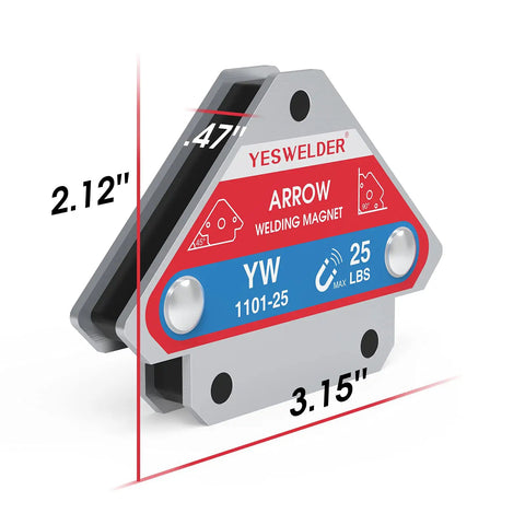 Top Shelf 4 Piece Welding Magnet Set With 25 Lb Holding Power For Multi Angle Clamping, 2.12" x 3.15" size and heat resistant design.