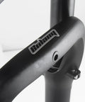 Close-up of black Beefy Fat Tire MTB Suspension Fork For 20 To 26 Inch Fat Bikes, 100mm Travel, 9mm QR, 135mm Hub arm