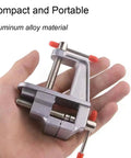 Mini Jeweler Table Clamp For Jewelry Making And Electronics Craft Projects Portable Bench Vise Great For Small Repairs And Model Building Handy Tiny Work Clamp shown in hand