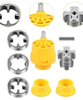 Heavy Duty PVC Pipe Threader Kit With 3 Precision Dies, yellow plastic and silver metal components for fast threading.