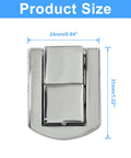 Close-up of Four Piece Toggle Catch Locks Set 1.22 by 0.94 inch, silver zinc alloy clasp with measurements.