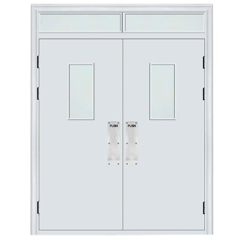 Beefy Stainless Steel Door Pull Plate With Handle For Barn Doors And Commercial Wood Or Composite Doors Silver Finish 11.81 By 3.15 Inches 180 Mm Center Between Holes 2 Pack on double doors
