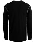 Back view of American Made Style Heavy Duty Long Sleeve Fr Work Henley Shirt For Men Built Different 7 Oz Flame Resistant.
