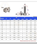 Premium M2 X 10mm Titanium Socket Cap Screws With Hex Allen Drive built tough for model airplanes, detailed size chart.