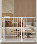 Walk Through Baby Gate With Auto Close White Kid Safe Gate Extension 29.92 Inches High One Hand Open With Double Locking