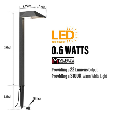 4 Pack 12V Outdoor Landscape Pathway Lighting Kit With 0.6W LED, 3100K Warm White, Adjustable Riser, Aluminum Black Light