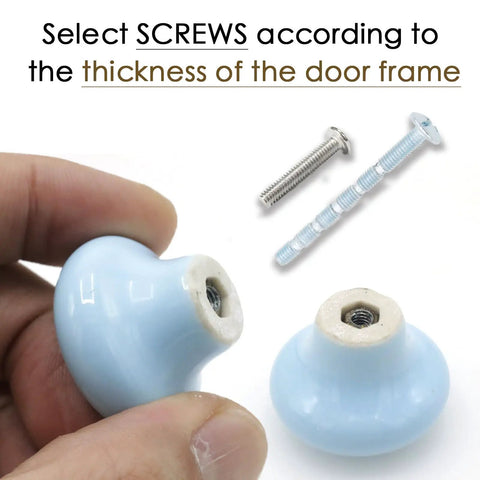 Top Shelf 10 Pack Ceramic Cabinet Knobs And Drawer Pulls In Sweet Sky Blue Featuring Hella Durable 32mm Round ceramic knob with screws for installation.