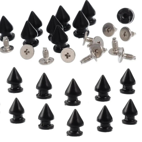 Badass Black Tree Spike Screw Back Studs Set For Leathercraft And Punk Apparel Diy Heavy Duty Jacket Embellishments 12Mm Premium Zinc Alloy Hardware Plus Matching Screws, 50pcs black spikes and screws.