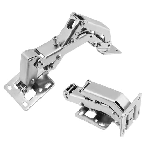 Two Pairs Of Four Hinges 175 Degree Soft Close Cabinet Hinges For Hidden Frameless Lazy Susan And Cupboard Doors With Lid Support And Trap Door No Squeak Quiet Glide Operation, silver finish, side view