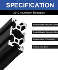 Two Pack 2040 Aluminum Extrusion V Slot 1220mm 48 Inch Black Heavy Duty Aluminum Profile for 20x40 V Slot Framing