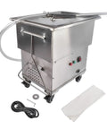 Getanye 370W Commercial Fryer Oil Filter With 18L Capacity Stainless Steel Cart for grease filtration with hose and accessories.