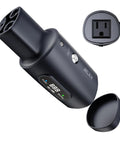 Nacs Vehicle To Load Converter For Hyundai Kia Genesis Ev detailed view showing black adapter with AC outlet for camping use.