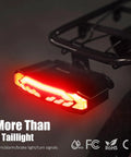 Smart Bike Tail Light For Cargo Rack With Turn Signals And Brake Light Auto On Off USB Rechargeable Wireless Remote Horn Alarm Anti Theft Vibration Sensor Rear Bicycle Light With Rack Mount For Night Riding on cargo rack, red LED rear view