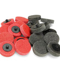 Two Inch Pro Grade Surface Prep Quick Change Discs Ten Pack Grey Ultra Fine Silicon Carbide Nonwoven Abrasive For Steel Aluminum Stainless Steel And Non Ferrous Metals With Type R Roll On Quick Change Attachment on white background