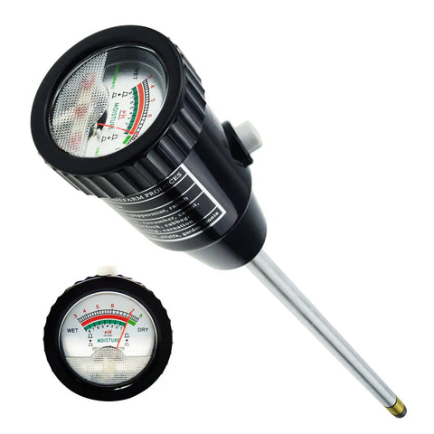 2-In-1 Digital Soil pH And Moisture Meter With A 295mm Long Electrode, featuring clear dial for indoor and outdoor plant use