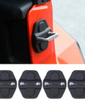 Door Lock Switch Cover Kit For Jeep Wrangler JL JLU 2018 Through 2026 And Gladiator JT, 4 Piece Black ABS on Orange Door