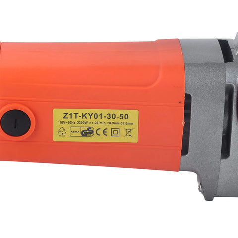 Close-up of Portable Electric Pipe Threader Kit With Six Top Tier Dies, 2300W motor for threading pipes.