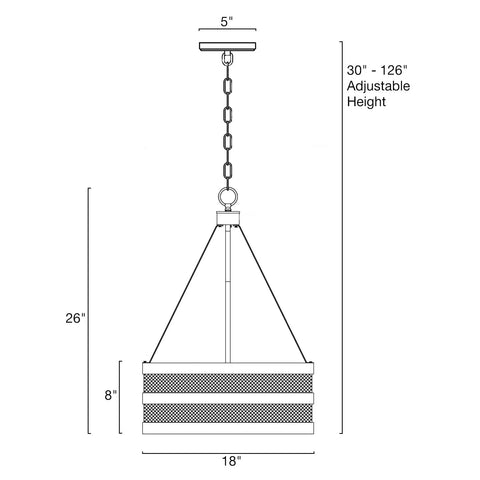 Diagram of 26 Inch 5 Light Modern Farmhouse Chandelier With Wire Cage Drum Black Finish And Faux Gray Oak Wood Look Candlestick Socket Lighting