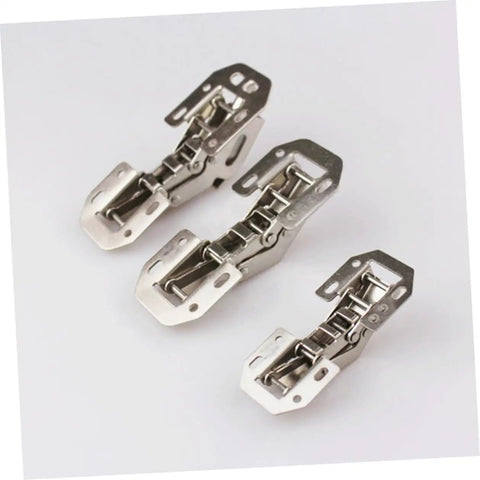 Four Inch Cabinet Door Hinge With Soft Close Damping For Wardrobe And Kitchen Cabinets Whisper Quiet No Slam Durable Hardware For Home Furniture Easy Install Four Pieces Set, three hinges on white background