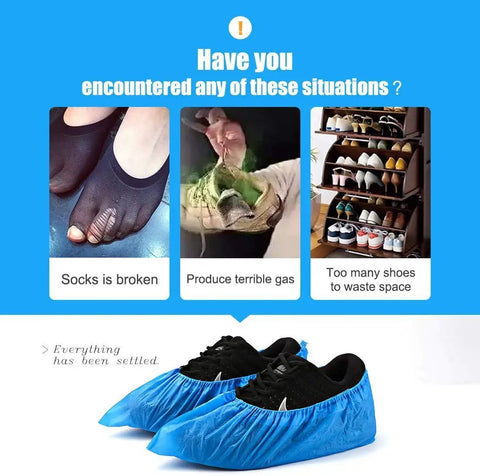 Disposable Kids Shoe Covers Non Slip Blue 50 Pack 25 Pairs Stretchable Nonwoven Fabric Durable for US Children Size 8 to 13.5 1 to 4 Easy On Breathable Soft Comfort Dustproof Kid Friendly Fit