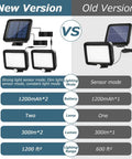 Comparison of new version outdoor solar motion sensor lights with 56 LED dual lamps and sixteen feet separated cables and old version