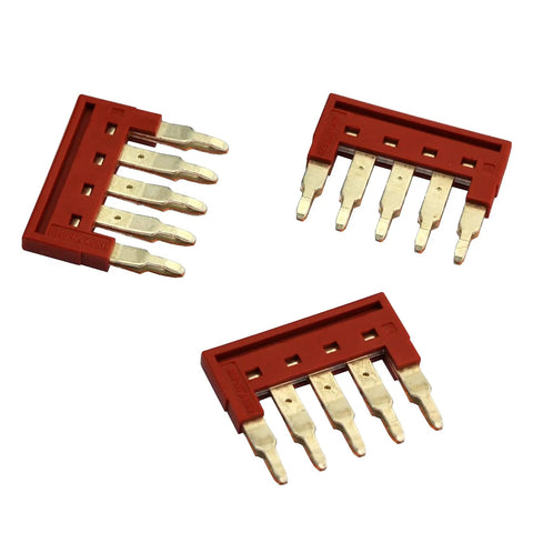 Dss 2.5N 05P Din Rail Terminal Block Press Fit Jumper Pack Of 10 Red For Industrial Electrical Panels And Control Systems Quick Clip Connection