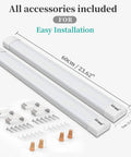 Two Pack LED Shop Light 2ft 18W 5000K Utility Garage Lighting With IP66 Protection featuring accessories for easy installation