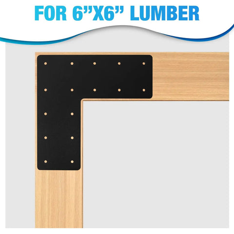 Beefy L Post Bracket 13.2 By 13.2 Inch With 5 Inch Reach 3mm Thick Carbon Steel Mending Plate Black Powder Coat For Post To Beam Wood Connections Pergola Truss And Lumber Corner Brackets