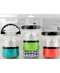 Back view of 4 LED Mini Lanterns Set, 3 Pack With Hanging Hooks And Batteries Included, Assorted Colors, in packaging with 12 batteries