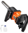 One Inch Pneumatic Impact Wrench Dishing Out 1800 Ft Lbs Of Raw Breakaway Torque With Six Inch Extended Anvil and handle detail.