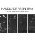 Keep Your Counter Slick Using This Solid Resin Vanity Tray Mini Ink Black Soap Dispenser Stand And Jewelry Catchall For Kitchen Organization Durable Build That Gonna Serve You Right, four handmade resin trays with unique marble patterns.